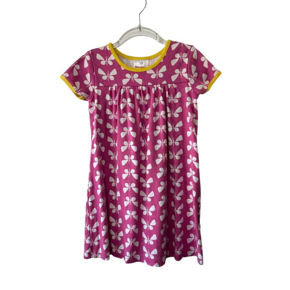Hanna Andersson Pink & Yellow Butterfly Dress Girl's Size 120 cm US 6-7